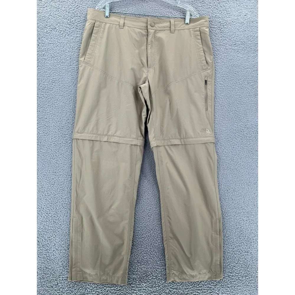 THE NORTH FACE Cargo Convertible Pants Mens 38x32 Tan‎ Soft Nylon Hiking Outdoor